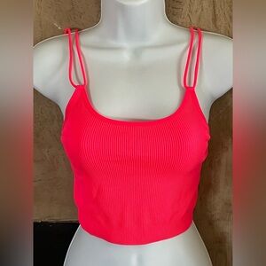 No Boundaries Neon Pink Ribbed Crop Top (Size M)